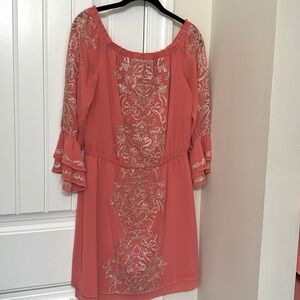 BEAUTIFUL WHBM PEACH EMBROIDERED DRESS